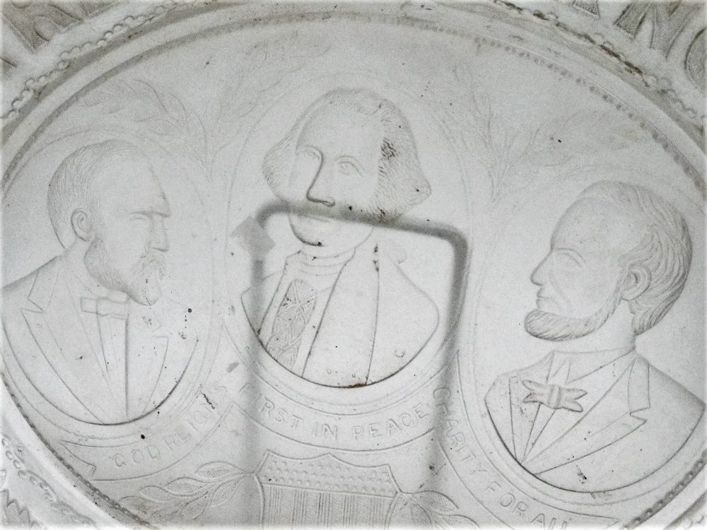 An oval clear pressed glass bread plate - possibly American, width 32cm, together with three wine - Image 3 of 6