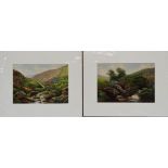 Scottish Hillside Pair of watercolours Mounted Picture size 17 x 24cm Overall size 29.3 x 36.5cm