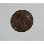 Coins - a Victoria one penny 1857.