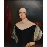 19th Century British School Portrait Of A Lady Oil on canvas laid down on board Framed Picture