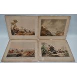 SAMUEL HOWITT Indian Hunting Scenes A set of four coloured prints Titles including, The Ganges