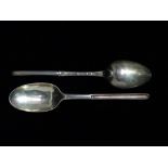 A Georgian silver spoon and marrow scoop - London, marks indistinct, together with another similar