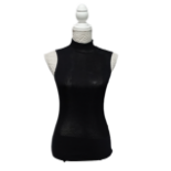 A ladies Alexander McQueen wool jersey top, plum coloured, large, together with a black Gucci