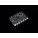 A silver snuff box - Birmingham 1896, George Unite, the rectangular top foliate engraved and with