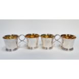 Four silver toddy cups - Dublin 1970, Royal Irish Silversmiths Ltd., of flared form with C-scroll