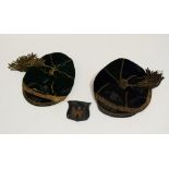 An Irish international field hockey cap - green velvet with silver and gold wire, for 1907 and 1909,