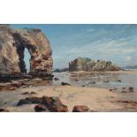 NANCY BAILEY (1913-2012) Chapel Rock, Perranporth Oil on board Signed Framed Picture size 39 x 59.