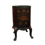 A 19th century mahogany Dutch kettle stand - of circular form inlaid with panels of foliage and