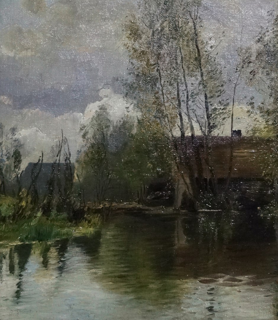 20th Century British School Quiet Pond Oil on canvas board Framed Picture size 34 x 29cm Overall