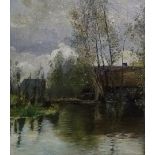 20th Century British School Quiet Pond Oil on canvas board Framed Picture size 34 x 29cm Overall