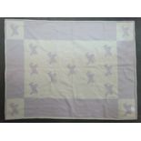 Hermes wool and cashmere blanket - cream and lilac decorated with Scottie dogs, 30 x 103cm.