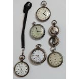 An Elgin silver cased, open face pocket watch - the white enamel dial set out in Roman numerals,