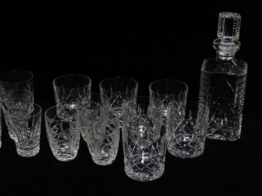 A Waterford crystal cut glass decanter - square, height 26cm, together with another similar a - Image 2 of 3