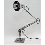 Herbert Terry Anglepoise lamp - with a polished bare-metal finish and stepped square base,