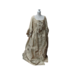 Georgian style lady's dress - of bronze silk with floral bodice, lace and pearl trimmed cuffs,
