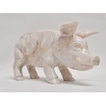 A 20th century Italian white marble pig - in a standing pose, length 36cm.