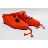 A pair of ladies Biba wedge shoes - size 6 with orange crepe uppers and original retail box