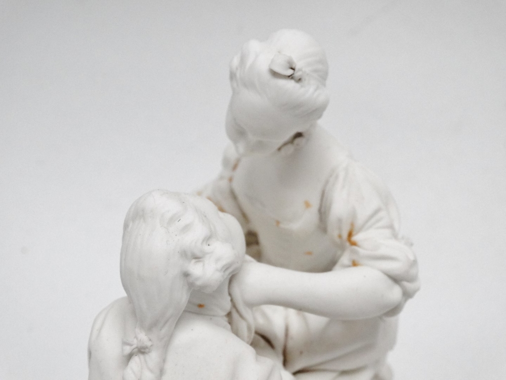 A late 19th century German parian figure group - the gentleman kneeling before his beau, height - Image 2 of 3