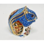 Royal Crown Derby Debenhams squirrel paperweight - decorated in Imari pattern, with a gold
