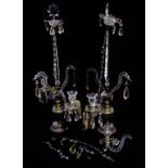 A pair of 19th century ormolu cut glass table candelabra - possibly French, height 72cm.