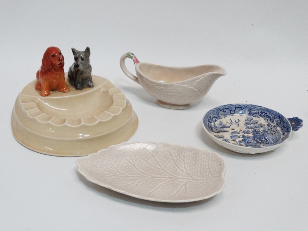 Branksome China ashtray - modelled with Spaniel and Scottie dogs, together with a Crown Devon