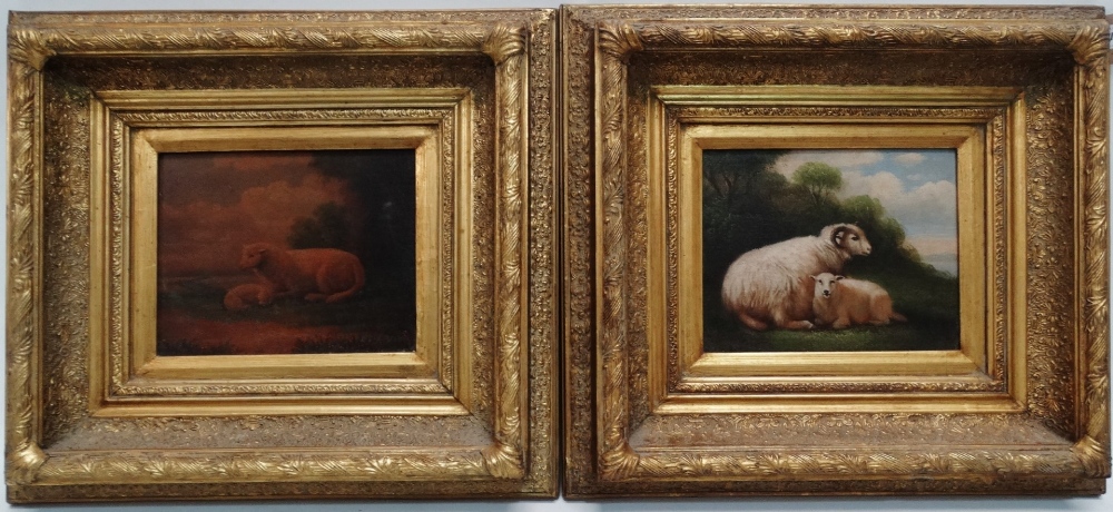 In the manner of 19th Century English School Sheep At Rest In The Pasture Oil on canvas Framed