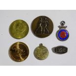 Medallions - a quantity of sporting medallions etc., including silver and Wightman Cup winners
