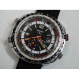 A gentlemans stainless steel Sicura chronograph wristwatch - circa 1970s, black and silver dial with
