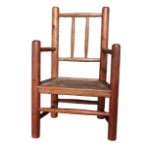 A 19th century style ash and pine child's chair - with turned splats, open arms and solid pine seat,