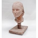 ALEX WILES (British b.1924) - young woman with ponytail, terracotta, raised on a