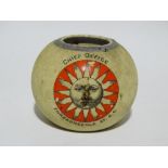 A late 19th century parian advertising match-striker - for Sun Life Insurance, globe form with chief