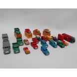 Dinky Dublo vehicles - two x 061 Ford Prefect, one boxed, three x 062 Singer Roadsters, one boxed,