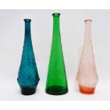 Empoli decanters - three glass decanters, largest height 44cm.