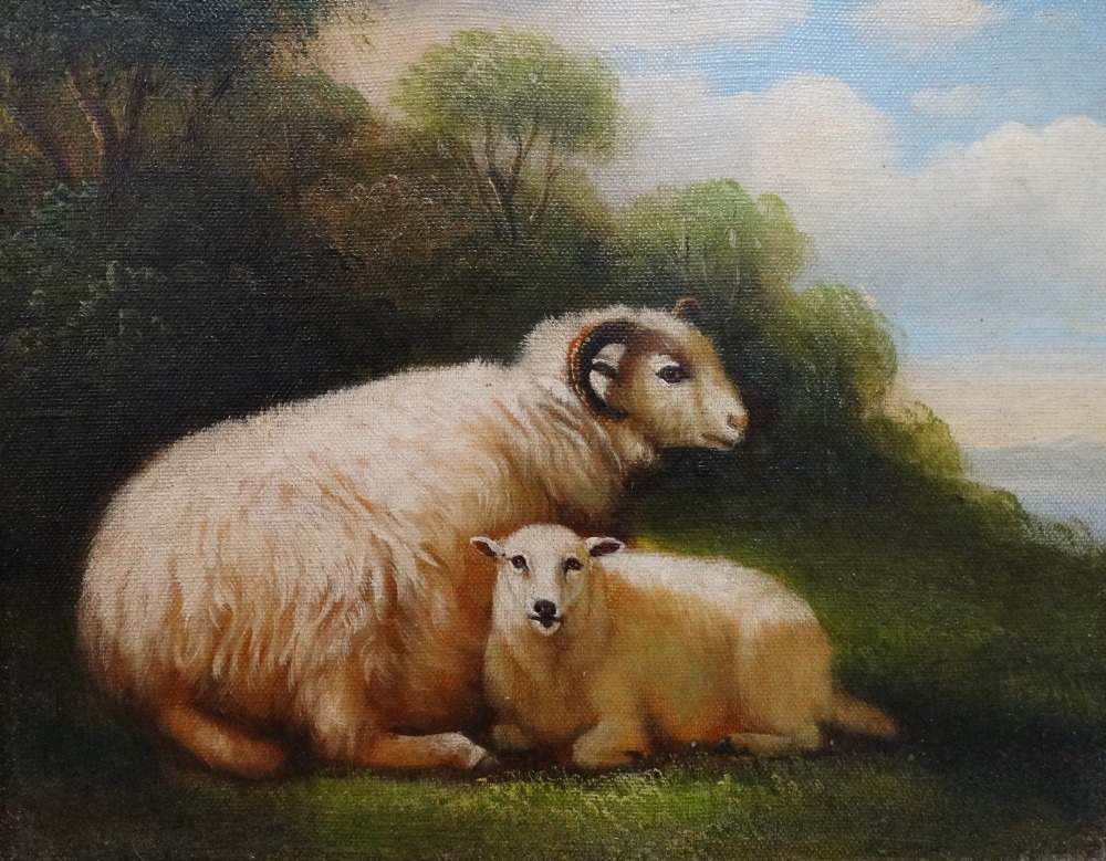 In the manner of 19th Century English School Sheep At Rest In The Pasture Oil on canvas Framed - Image 2 of 5