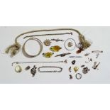 Costume jewellery - a small bag of mostly silver and costume jewellery.