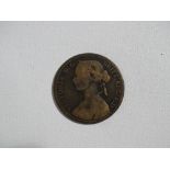 Coins - a Victoria one penny 1860.