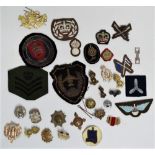 Militaria - a quantity of military cap badges, cloth badges etc.