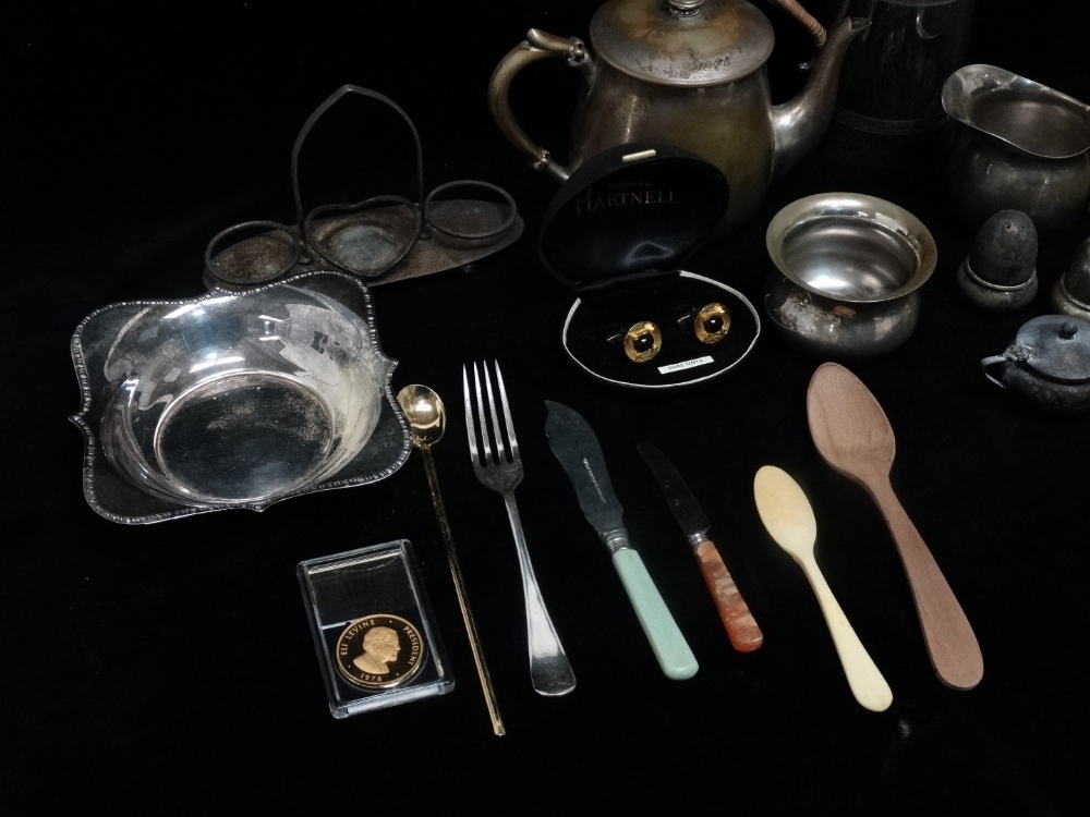 A quantity of platedware - mostly 20th century, with teapot, hot water jug and a dish ring - Image 2 of 5