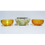 Two north-east carnival glass bowls - of iridescent faceted circular form, diameter 16cm, together