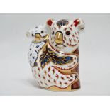 Royal Crown Derby Koala and Baby paperweight - from the Australia Collection, with a gold stopper,