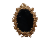 A late19th century cast iron gilt framed mirror - ivy leaf design with a bevelled oval plate, height