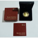 Coins - a Royal Mint 2014 commemorative silver proof £5 gold plated crown, the 300th anniversary