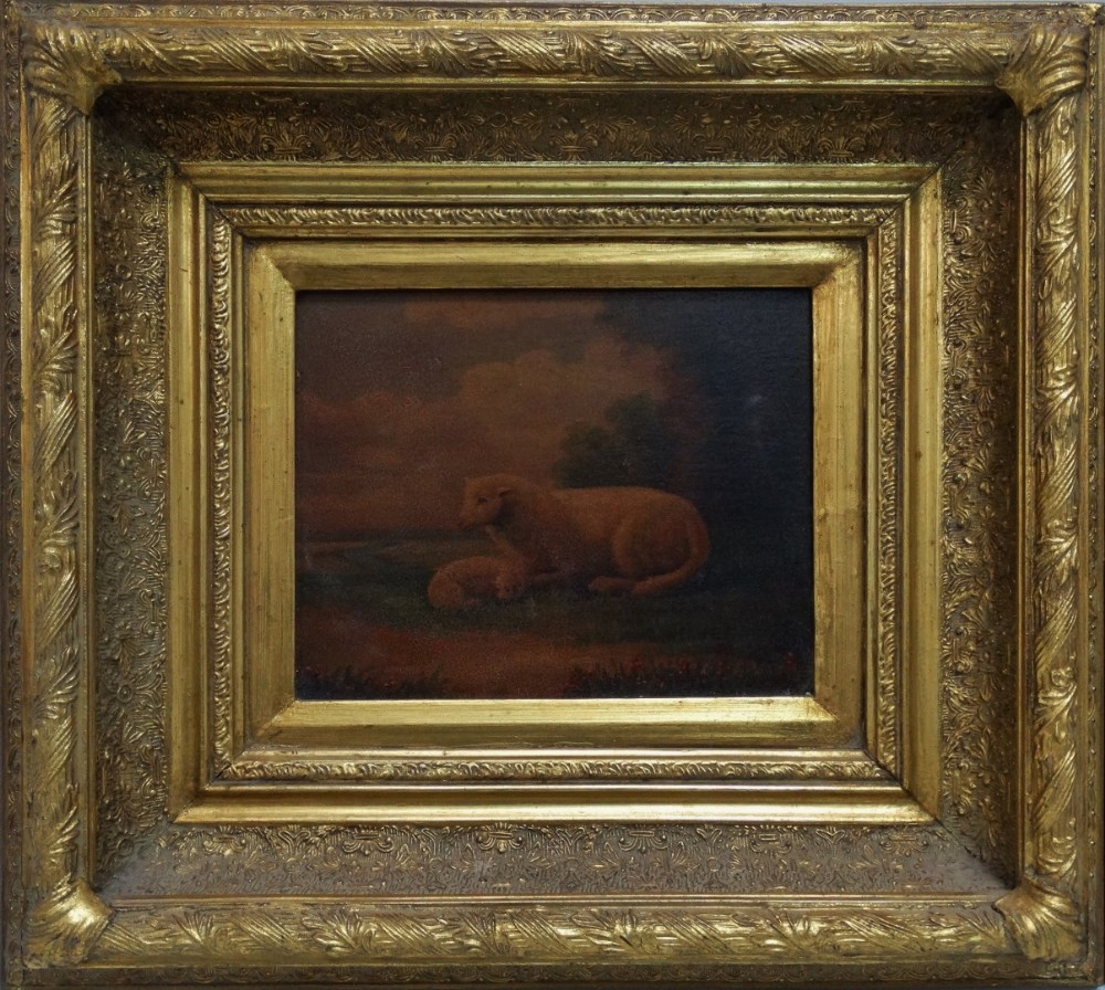 In the manner of 19th Century English School Sheep At Rest In The Pasture Oil on canvas Framed - Image 4 of 5