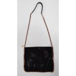 Stella McCartney vegan leather shoulder bag - black with gilt belcher chain border and suspension,