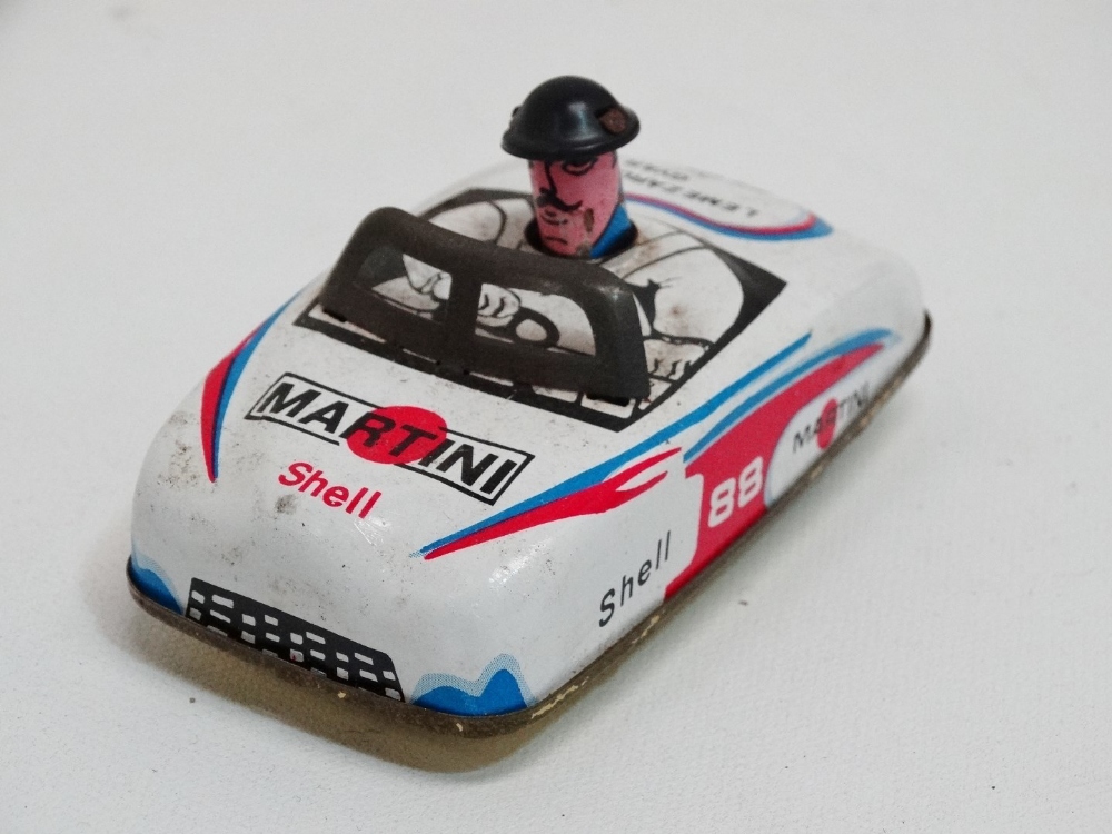 Torpeauto tin plate race car - push and go friction drive, in Shell/Martini livery, with original - Image 3 of 6