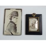 Pen and ink portrait etc. - a framed pen and ink portrait of John Philips 1872, together with