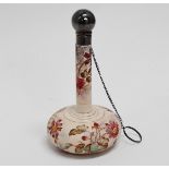 A Doulton silver mounted bottle - floral decorated with a long narrow neck, retailed by Thomas Goode