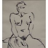 DORIS LINDEMANN (XX) Sitting Nude Acrylic and ink on paper Signed and dated 99 lower right Framed