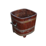 A 19th century mahogany and brass bound peat bucket - of staved construction, with a pair of brass