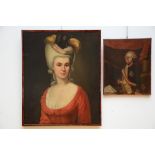 Lot 2 portraits: (o/c) 'portrait of an Austrian lady' (72.5x60cm) + (o/c) 'portrait of emperor